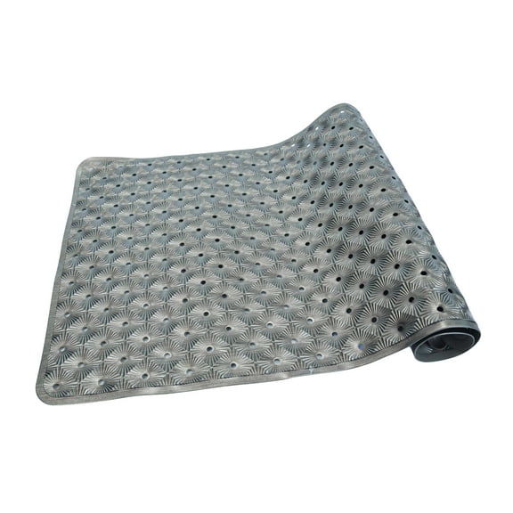 Bathtub Mat Non Slip with Suction Cups 15"x27" - Anti-Slip Shower Mat for Kids, Toddlers, and Seniors - Machine Washable Bath Tub Mat with Multiple Drainage Holes (Platinum)