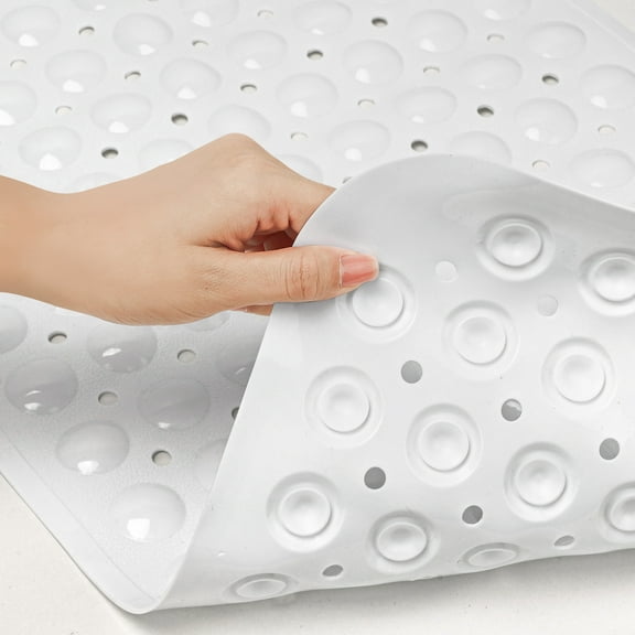GPED Bathtub Mats for Shower Tub, Non Slip 34 x 22 Inch Bath Mat with Drain Holes and Suction Cups, Machine Washable BathMat for Bathtub Floor Liner Mats with Suction Cups and Drain Holes, White