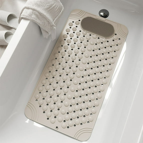 Bathtub Non-Slip Mat, Shower Floor Grip Pad, Anti-Slip Bath Tub Safety Pad for Elderly, PVC Bathtub Bottom Mat with Suction Cups, 27.56 x 14.17 Inches