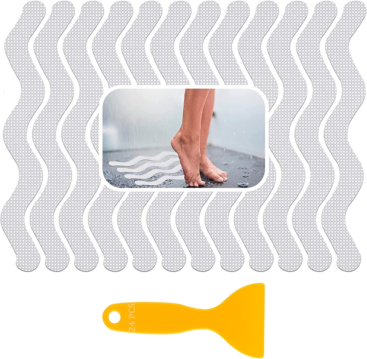 Bathtub NonSlip Shower Stickers, Safety Treads Bathroom Adhesive