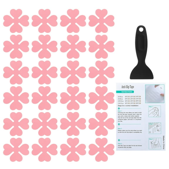 Uxcell Bathtub Non Slip Stickers Safety Shower Floor Anti Slip Stickers with Adhesive Decals Scraper for Bath Tub Shower Pink