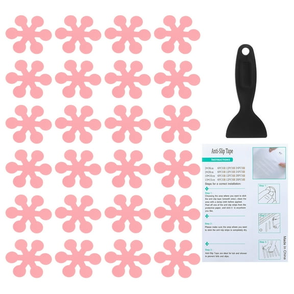 Uxcell Bathtub Non Slip Stickers Safety Shower Floor Anti Slip Stickers with Adhesive Decals Scraper for Bath Tub Shower Pink