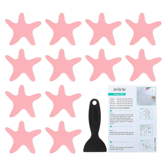 Uxcell Bathtub Non Slip Stickers Safety Shower Floor Anti Slip Stickers with Adhesive Decals Scraper for Bath Tub Shower Pink