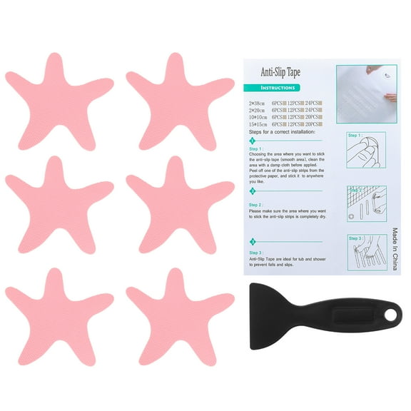 Uxcell Bathtub Non Slip Stickers Safety Shower Floor Anti Slip Stickers with Adhesive Decals Scraper for Bath Tub Shower Pink