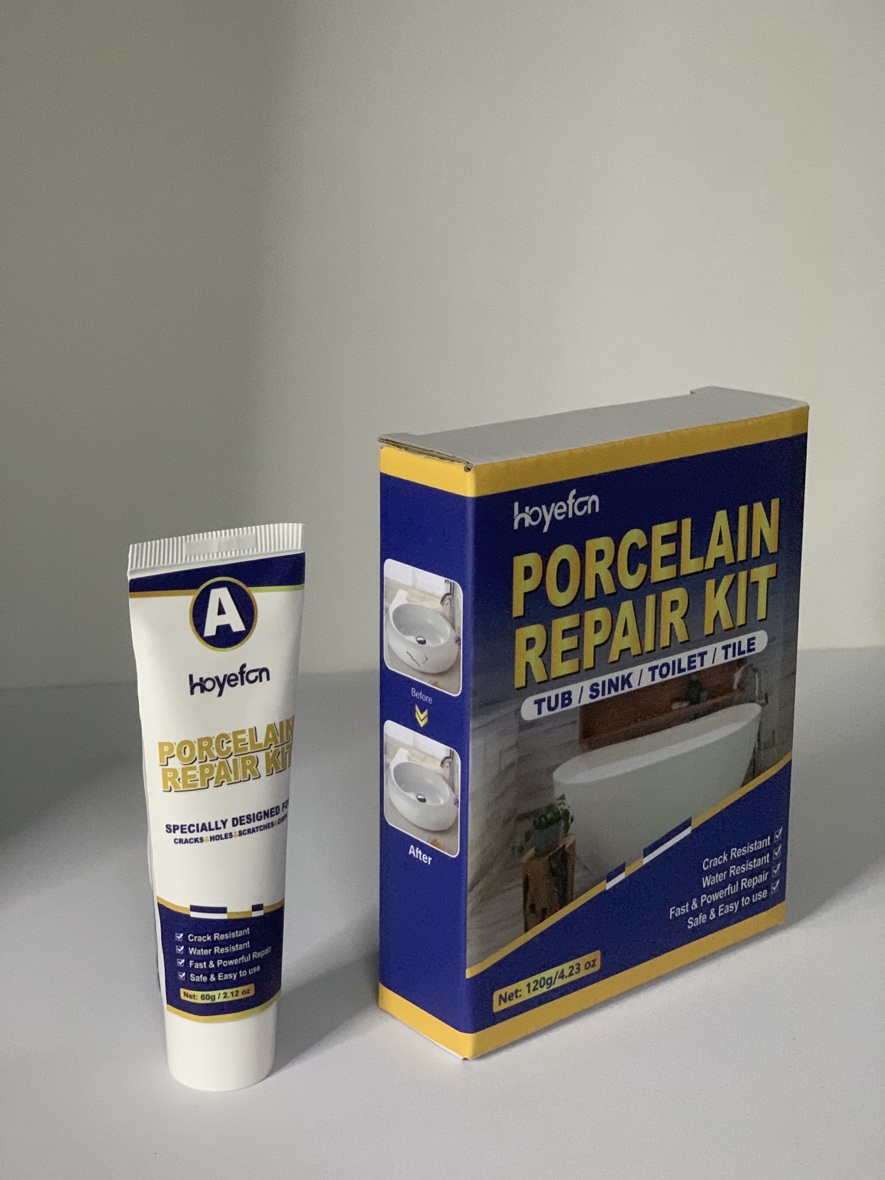 Bathtub Repair Kit, Porcelain and Fiberglass Tub Tile Adhesives for