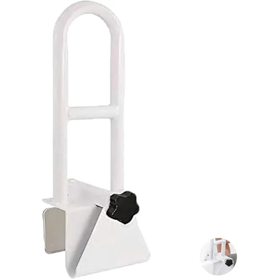 Bathtub Safety Rail,White Bathtub Rail Clamp Railing Bath Support Adjustable Shower Hand Grip Handle Assist Grab Bar