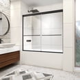 thumbnail image 1 of Bathtub Shower Door, 56-60" W x 58" H, Double Sliding Glass Doors, with 6mm Tempered Glass, Matte Black Finish, ACE DECOR, 1 of 10