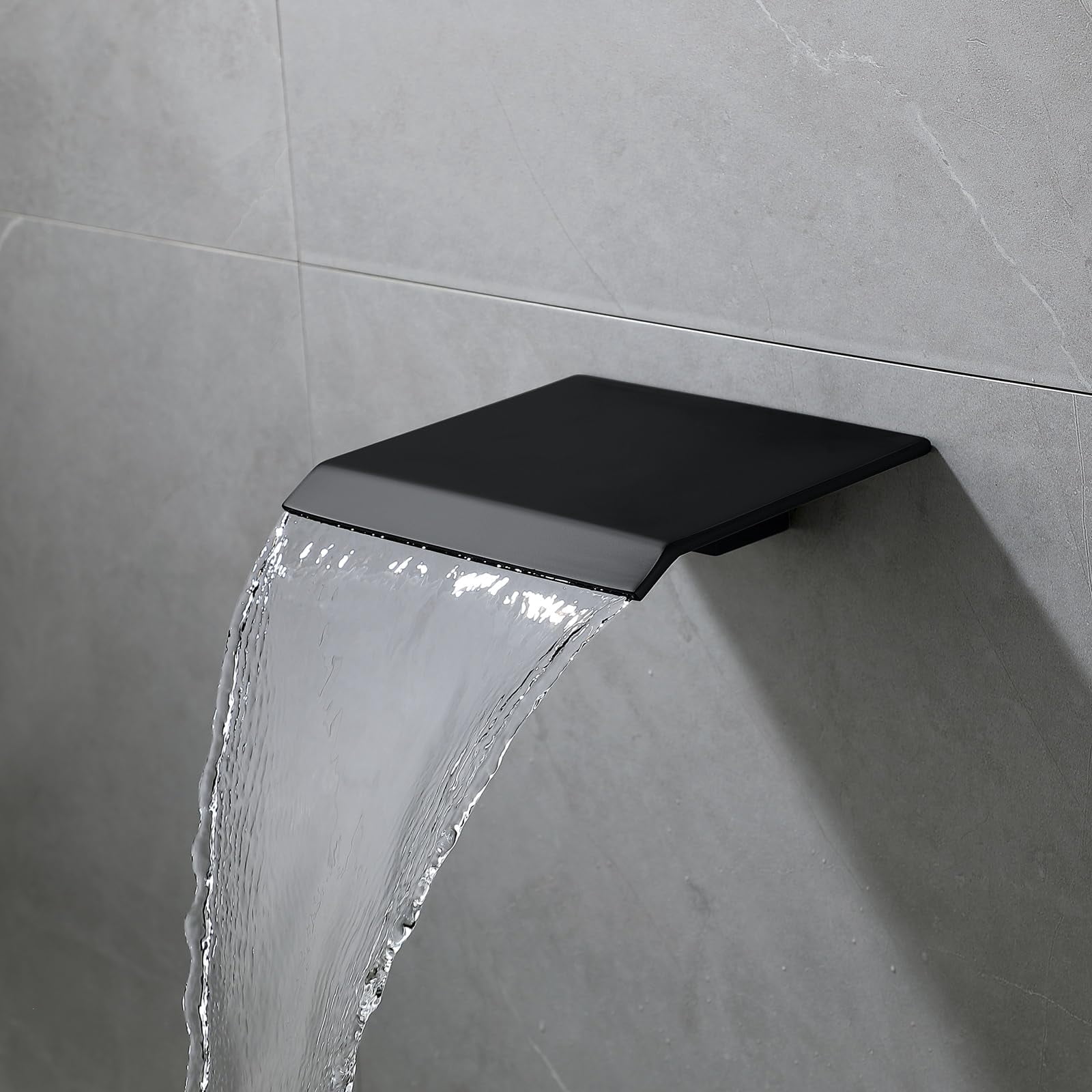 Bathtub Shower Faucet Matte Black Wall Mount Waterfall Tub Spout
