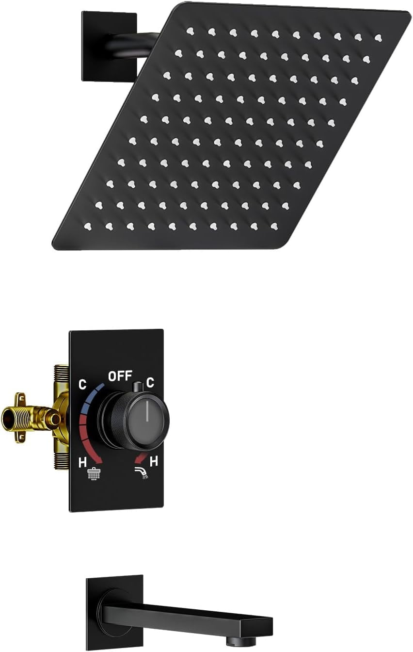 Bathtub Shower Faucet Set,Matte Black Showerhead Trim Kit 10 Inch