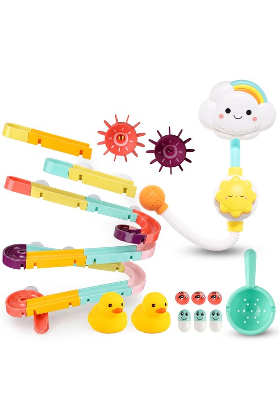 Bathtub  Slide & Shower Sprayer Water Play Bundle, Toddler Bath Time Adventure Set