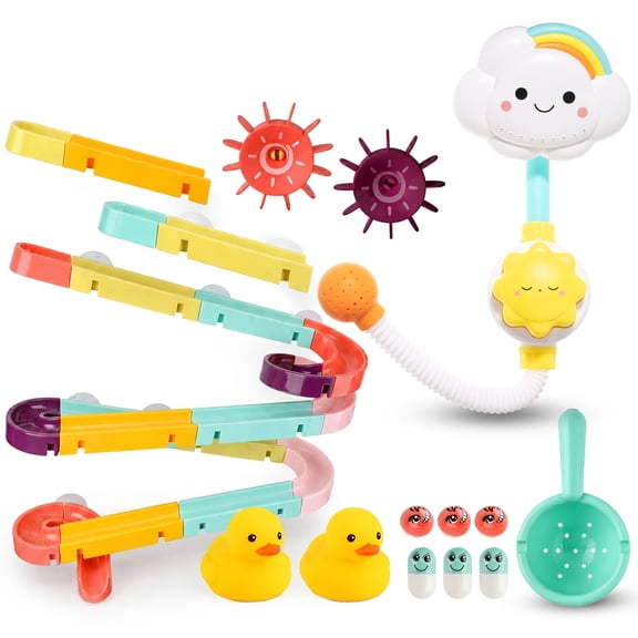 Bathtub Slide & Shower Sprayer Water Play Bundle, Toddler Bath Time Adventure Set