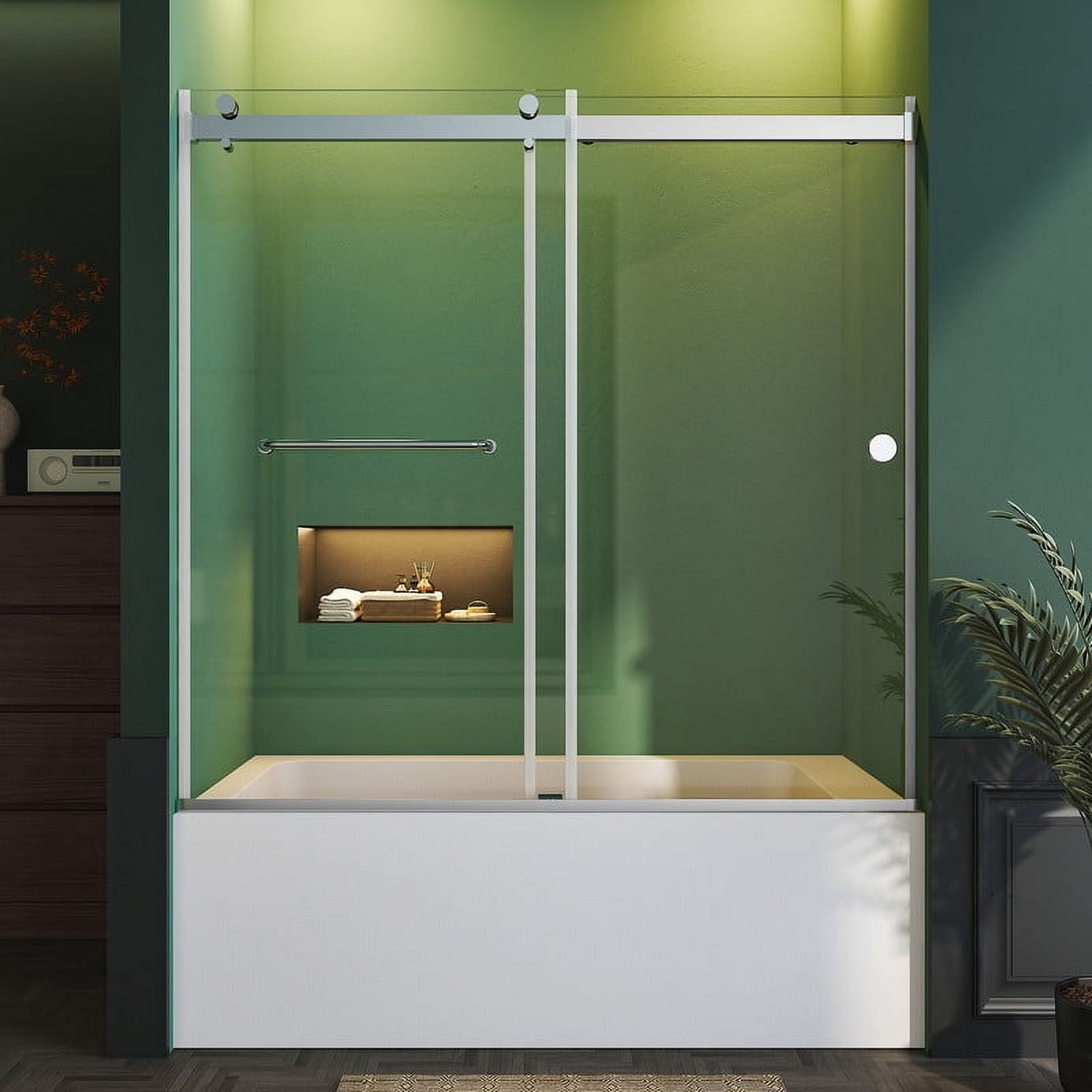 Bathtub Sliding Door, 60"W x 56"H Tub Shower Door, Bathtub Door ...