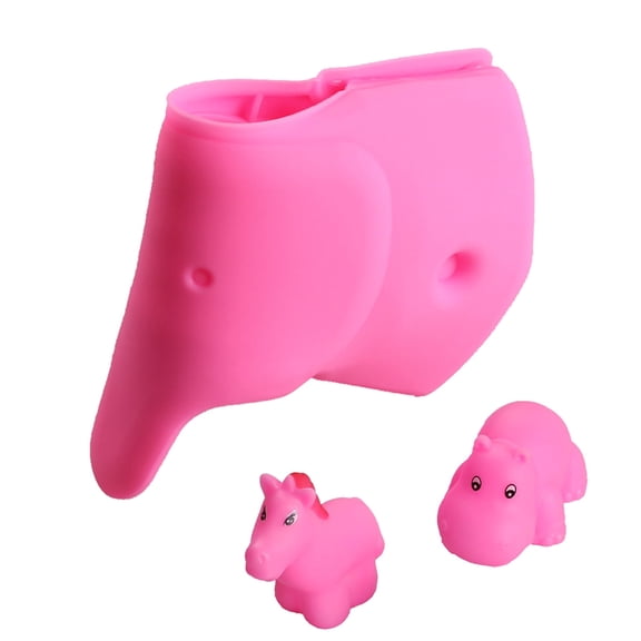 Bathtub Spout Cover - Faucet Cover - Silicone Pink Elephant - Protector for Baby Kids Bathroom Accessories - Free Toys
