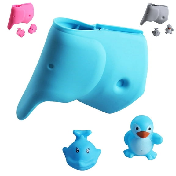 Bathtub Spout Cover, Silicone Faucet Cover for Kids Baby - Blue Elephant - Bathroom Accessories - Free Toys
