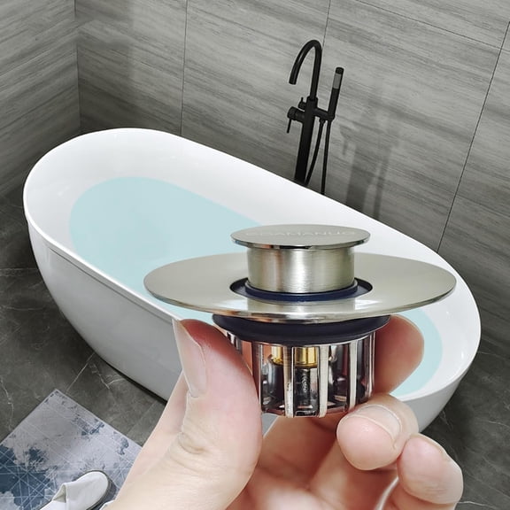 Bathtub Stopper | Pop-up Tub Stopper with Strainer, Shower Drain Hair Catcher | Bathroom Drain Plug | Drain Protector