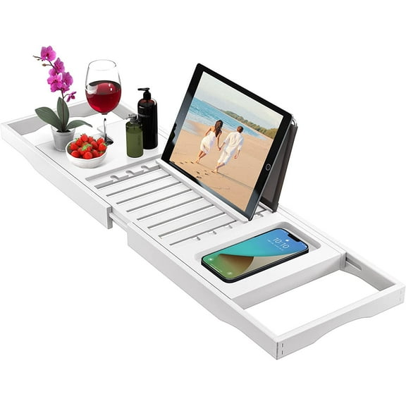 Bathtub Storage Rack Storage Board Bathtub Telescopic Rack Non-Slip Bamboo European Style Household Bath Support Bathtub Rack Bath Rack