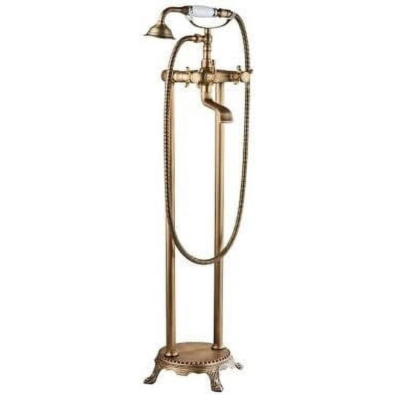 Bathtub Tap Bath Tub Sink Faucets Floor Mounted Black Brass Free Standing Hot and Cold Bath Shower Set Luxury Hand shower Mixers