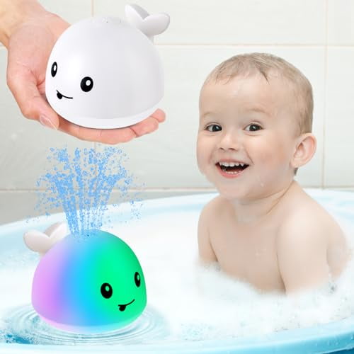 Bathtub Toys ,Light Up Whale Bath Tub Toys,Rechargeable White