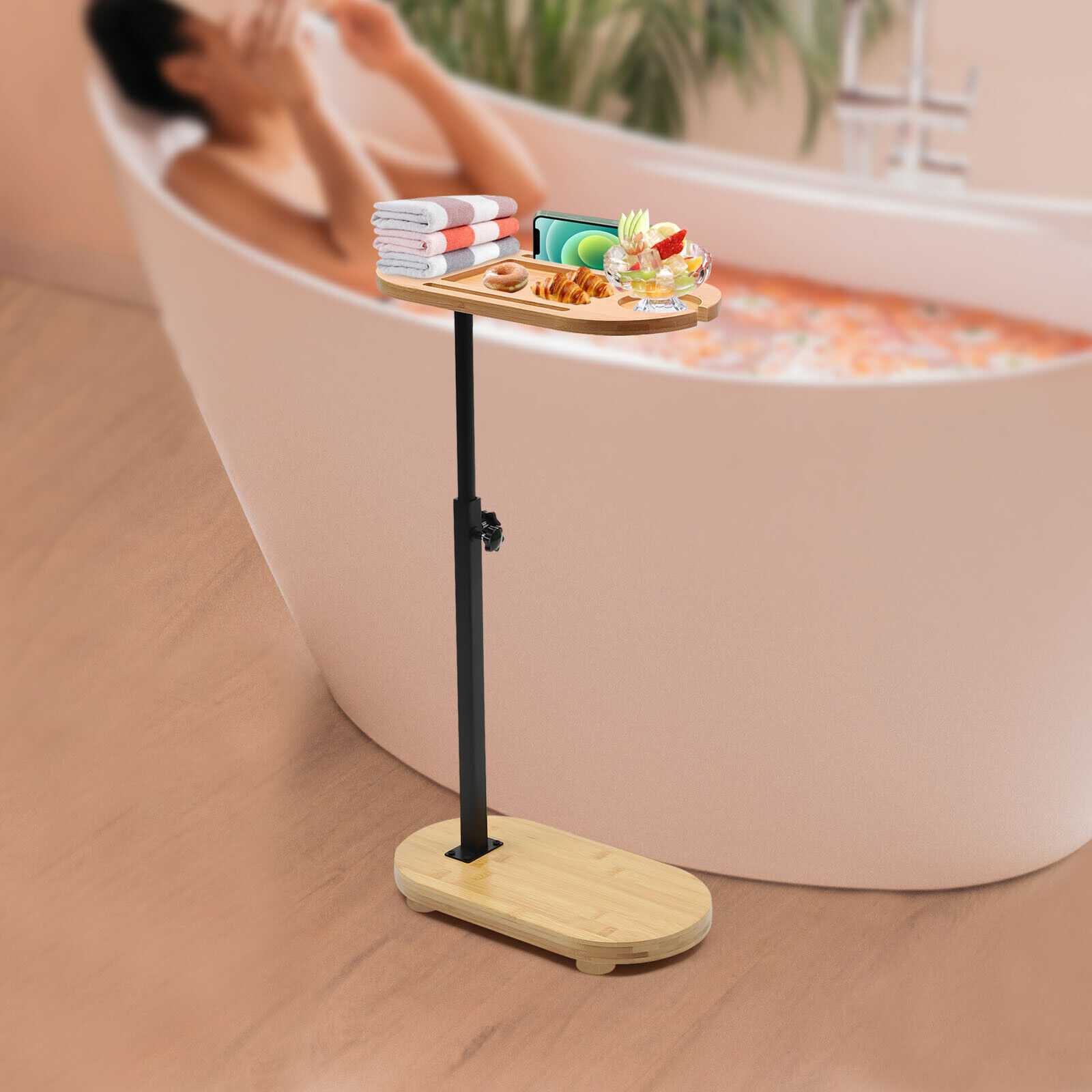 Bathtub Tray Table Bamboo Bathtub Tray Side Table Freestanding Height