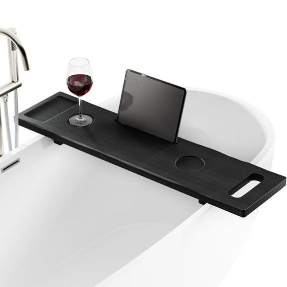 Bathtub Tray Table Black 39" x 9.8" x 2.5" Bath Accessory Holder