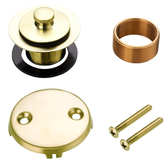 Bathtub Tub Drain Conversion Kit Assembly, Lift and Turn Twist Tub Drain Trim Kit with Two-Hole Overflow Faceplate, Brushed Nickel