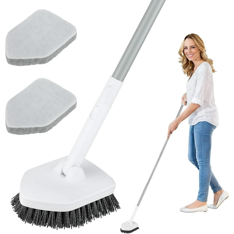 Tile Brush Bathtub Scrubber With Long Handle Bath Tub Comfortable Grip Cleaning  Brush Hanging Hole Design For Pool Pavement