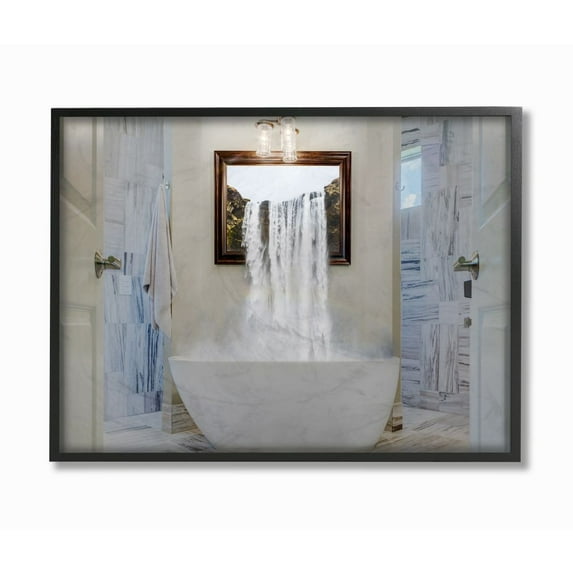 Bathtub Waterfall Abstract Bathroom 14" x 11" Framed Photography Photographic Wall Art, by Stupell Home Décor