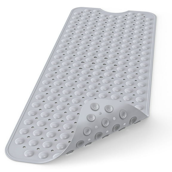 GPED Bath Bathtub Mat Non Slip, Bath Mat for Tub 39 x 16 Inches Full Size, Non Slip Shower Mats with 200 Suction Cups and Drain Holes, Bath Tub Mats, Machine Washable, Gray