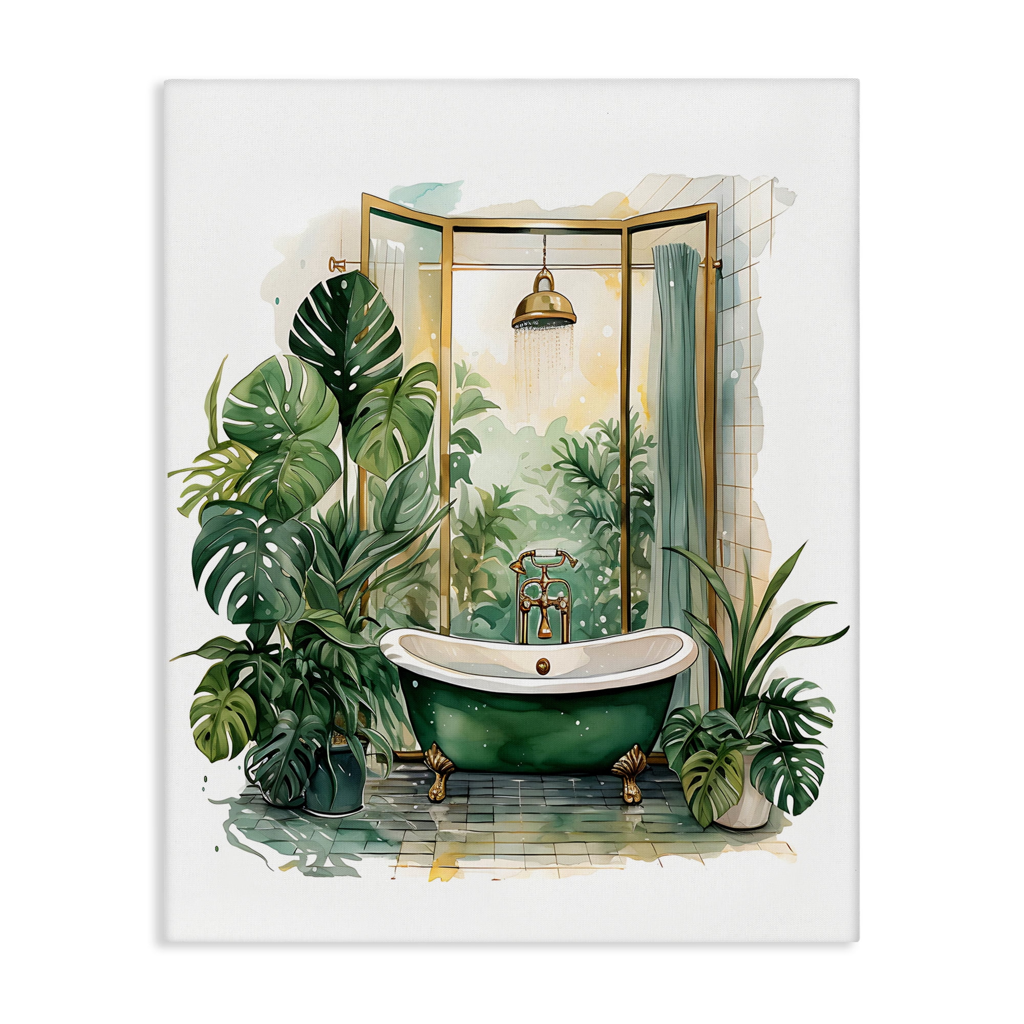 Bathtub in Tropical Oasis Canvas Wall Art, design by Lettered and Lined