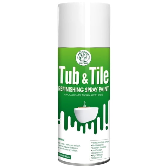Tub and Tile Spray Paint (White), 450ml × 1 Can, DIY Tub and Tile Spray Paint for Resurfacing Bathroom Sink Countertop