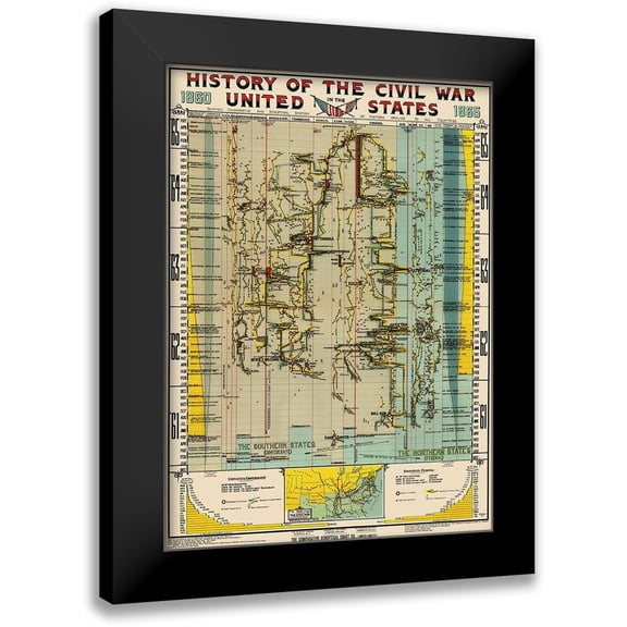 Bathurst 11x14 Black Modern Framed Museum Art Print Titled - Civil War Comparative Synoptical Chart