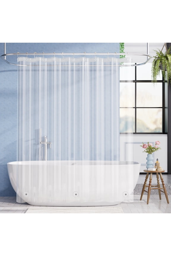 Clear Shower Curtain Liner, 72"W x 72"L Waterproof PEVA Plastic Shower Liner for Bathroom with Magnets and Rustproof Metal Grommets, Mold & Mildew-Resistant