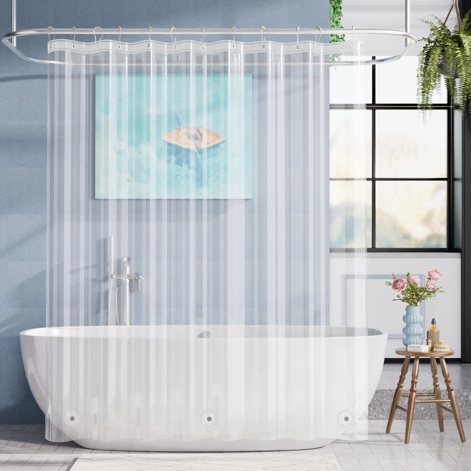 Bathway Clear Shower Curtain Liner, 72"W x 96"L Waterproof PEVA Plastic ...