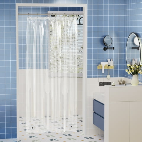 Clear Stall Shower Curtain Liner, 36"W x 72"L Waterproof PEVA Plastic Shower Curtain Liner for Bathroom with Magnets, Mold & Mildew-Resistant