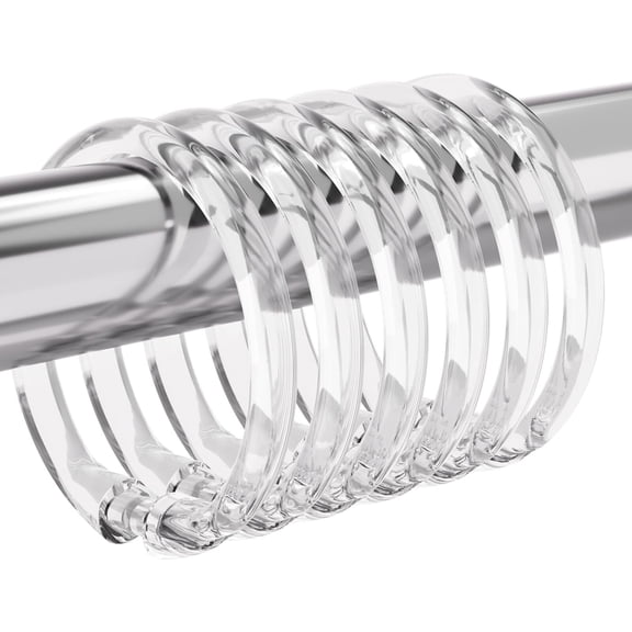 Bathway Plastic Shower Curtain Rings, 24 Pcs Shower Curtain Hooks, O Shape Clear Shower Curtain Hooks Rings, Easy to Snap Closure, Shower Hooks for Shower Curtain and Liner Bathroom
