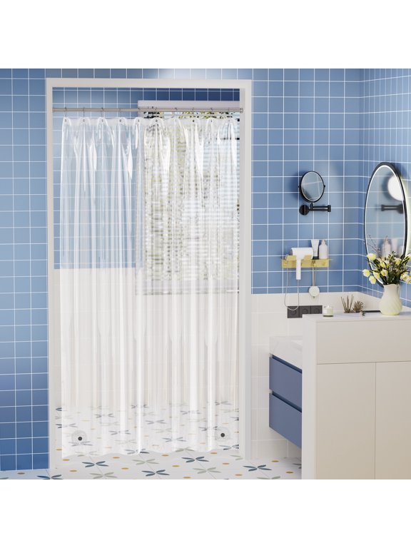 Shower Curtain Liner, 60"W x 72"L Waterproof PEVA Plastic Shower Curtain Liner for Bathroom with Magnets, Lightweight, Clear