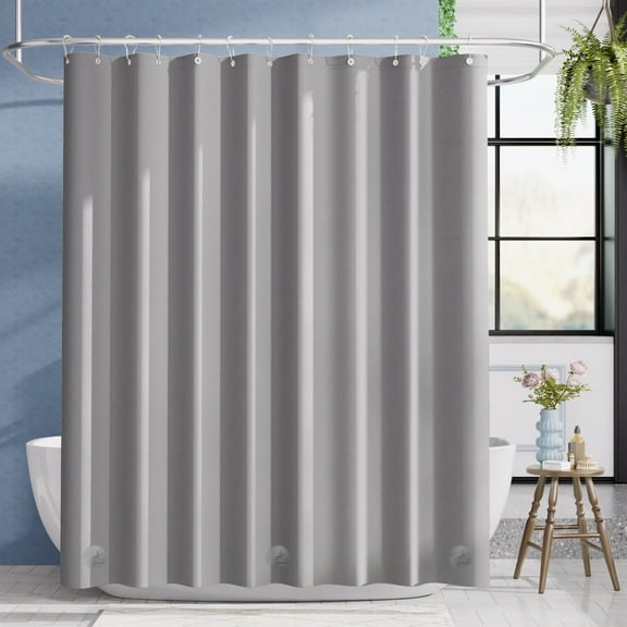 Bathway Shower Curtain Liner, 72"W x 72"L Waterproof PEVA Plastic Shower Curtain Liner for Bathroom with Magnets, Mold & Mildew-Resistant, Lightweight, Gray