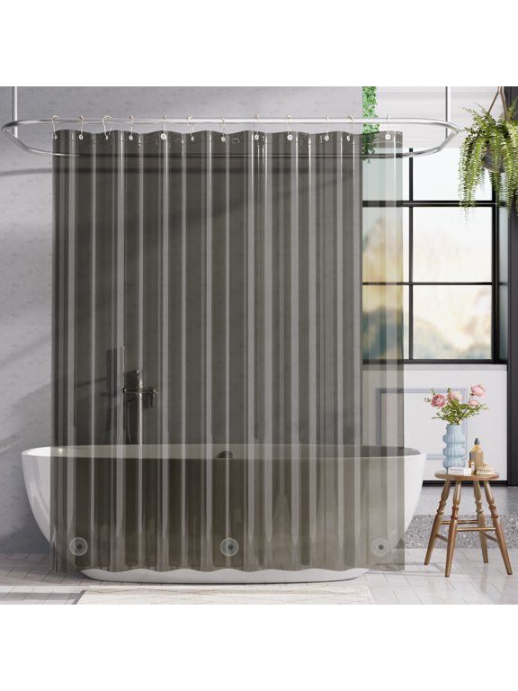 Shower Curtain Liner, 72"W x 72"L Waterproof PEVA Plastic Shower Curtain Liner for Bathroom with Magnets, Lightweight, Clear Black