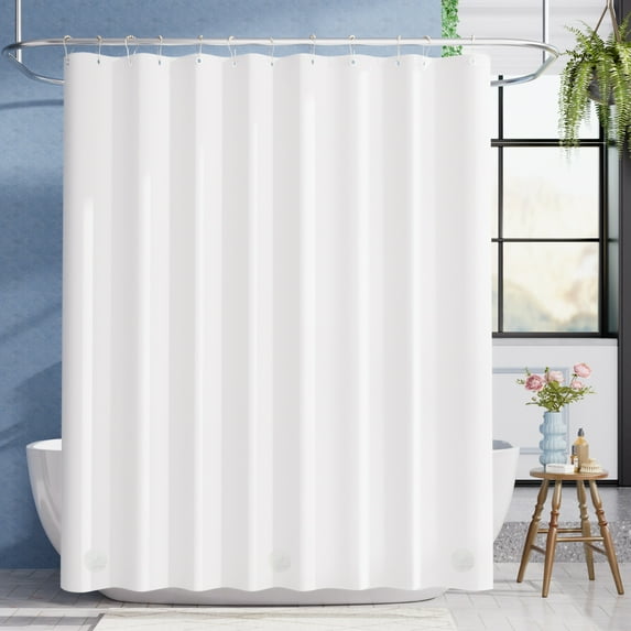 Bathway White Shower Curtain Liner, 72"W x 78"L Extra Long Waterproof PEVA Plastic Shower Curtain Liner for Bathroom with Magnets