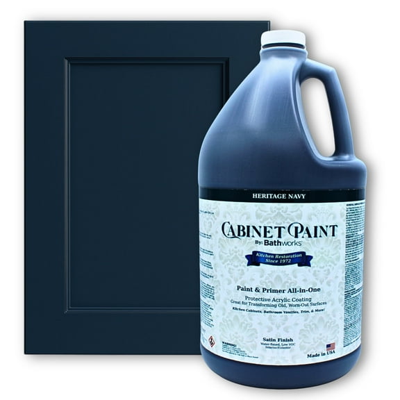 Bathworks Cabinet & Furniture Paint – Ready-to-Use, No Prep Required – American-Made, Low VOC, Smooth, Professional Finish (Heritage Navy, 1 Gallon)