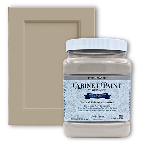 Bathworks Cabinet & Furniture Paint – Ready-to-Use, No Prep Required – American-Made, Low VOC, Smooth, Professional Finish (Urban Marble, 1 Quart)