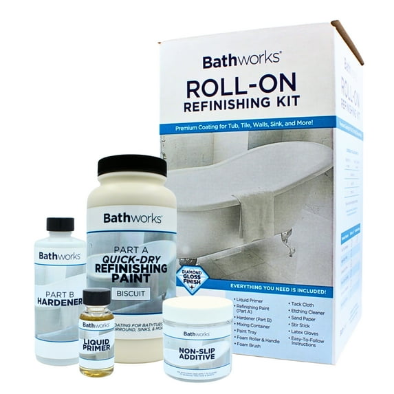 Bathworks Quick-Dry Roll-On Refinishing Kit with Non-Slip (Biscuit)