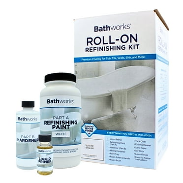 Bathworks Roll-On Refinishing Kit 22oz Resin Coating for Bathtubs (White)