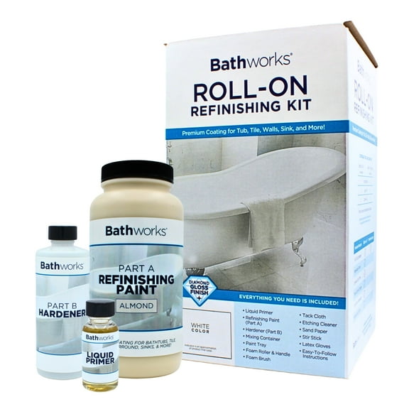 Bathworks Roll-On Application Tub and Tile Refinishing Kit, Almond