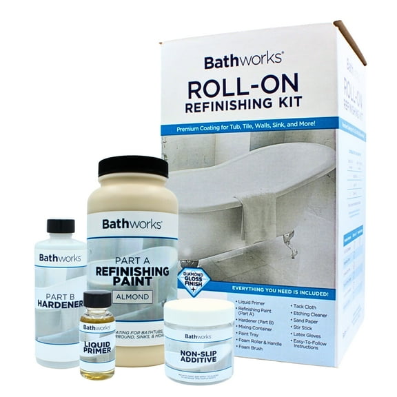 Bathworks Roll-On Application Tub and Tile Refinishing Kit with Non-Slip, Almond