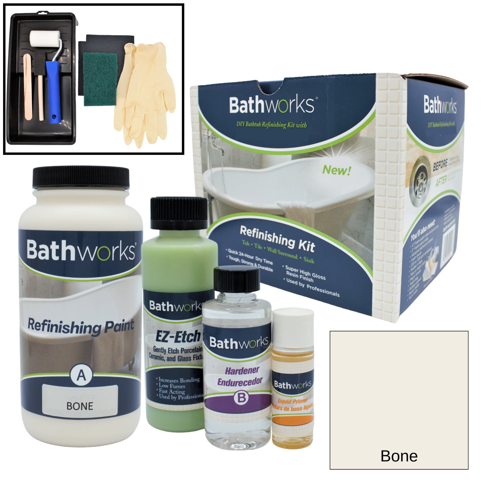 Bathworks Sink and Tiles Refinishing Kit (Bone) - Walmart.com