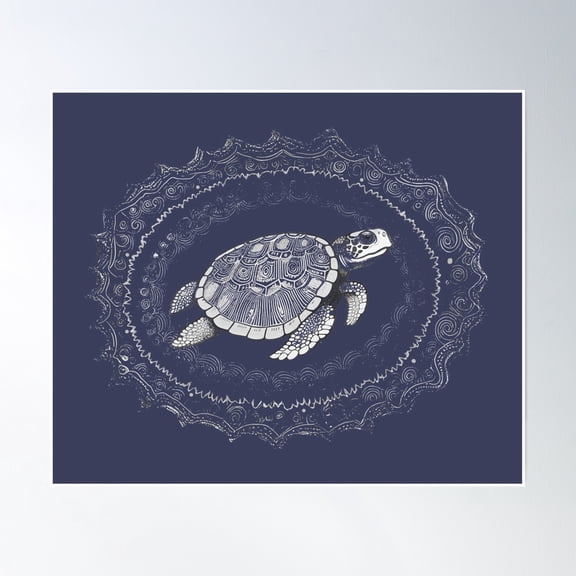 Batik Aboriginal Terrapin Turtle Poster Wall Art, Modern Wall Decor, 8x12 UNFRAMED
