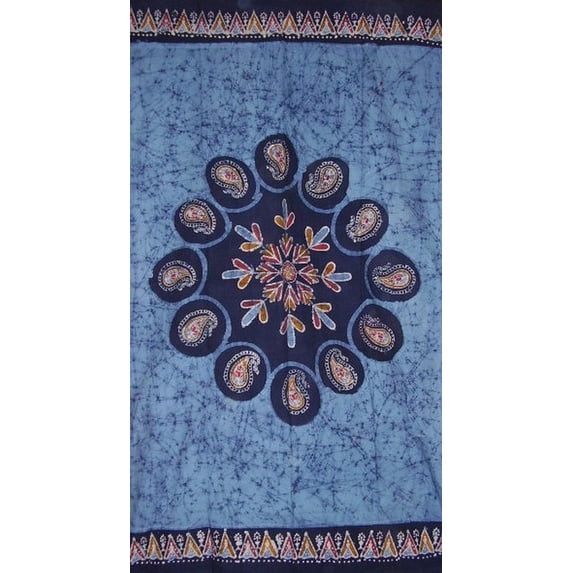 Batik Curtain Drape Panel Cotton 46" x 88" Blue