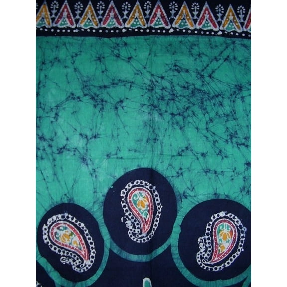 Batik Curtain Drape Panel Cotton 46" x 88" Emerald Green