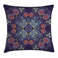 thumbnail image 1 of Batik Decor Throw Pillow Cushion Cover, Bohemian Malaysian Floral Bouquet Embellish Ornamental Royal Asian Artisan Image, Decorative Square Accent Pillow Case, 16 X 16 Inches, Blue Red, by Ambesonne, 1 of 2